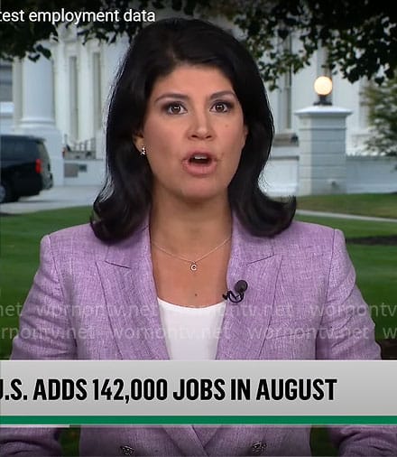 Natalie Brand’s purple blazer on CBS Mornings