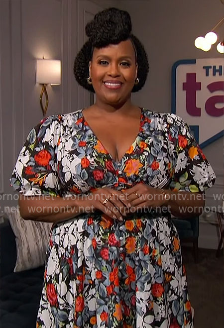 Natasha Rothwell’s floral v-neck dress on The Talk