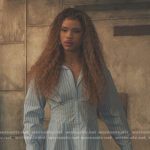 Nathanial’s blue striped shirtdress on All American Homecoming