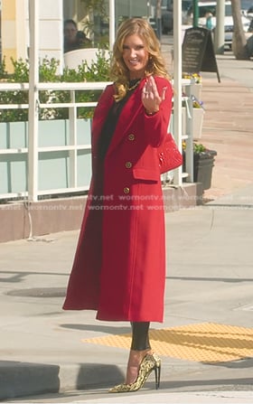 Nicole’s red long coat on Selling Sunset