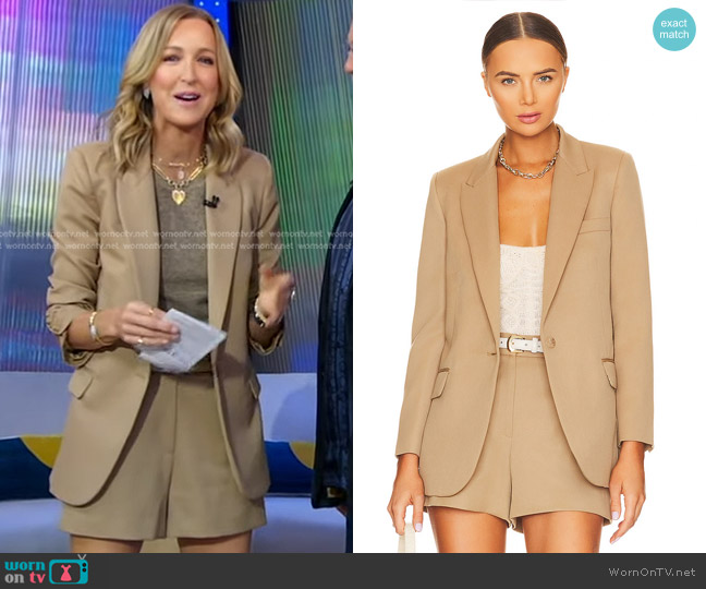 Nili Lotan Diane Blazer in Camel worn by Lara Spencer on Good Morning America