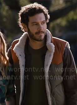 Noah’s green and orange fleece lined vest on Nobody Wants This