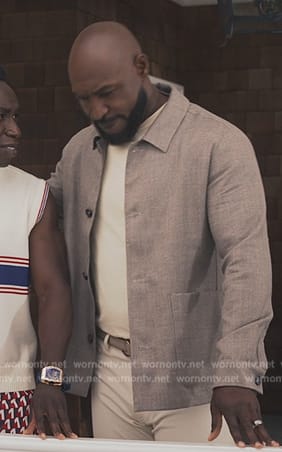 Phil’s gray button front shirt on Bel-Air