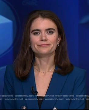 Pippa Stevens’ blue double breaseted blazer on NBC News Daily