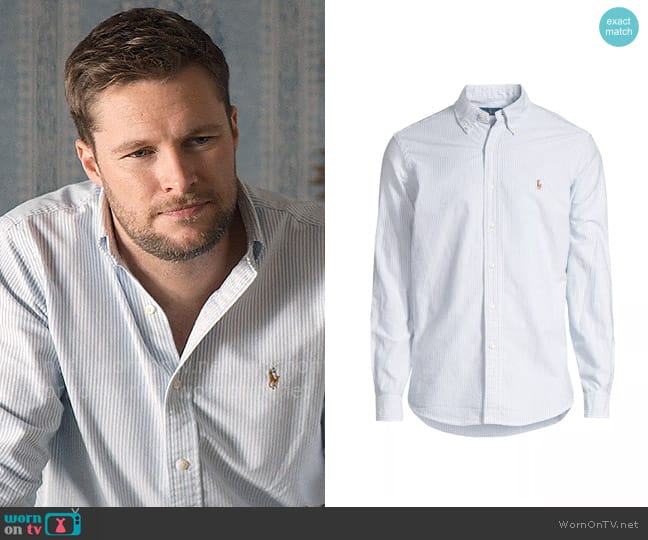 Polo Ralph Lauren Striped Classic-Fit Oxford Shirt worn by Thomas Winbury (Jack Reynor) on The Perfect Couple