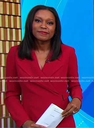 Rachel’s red wrap blazer dress on Good Morning America