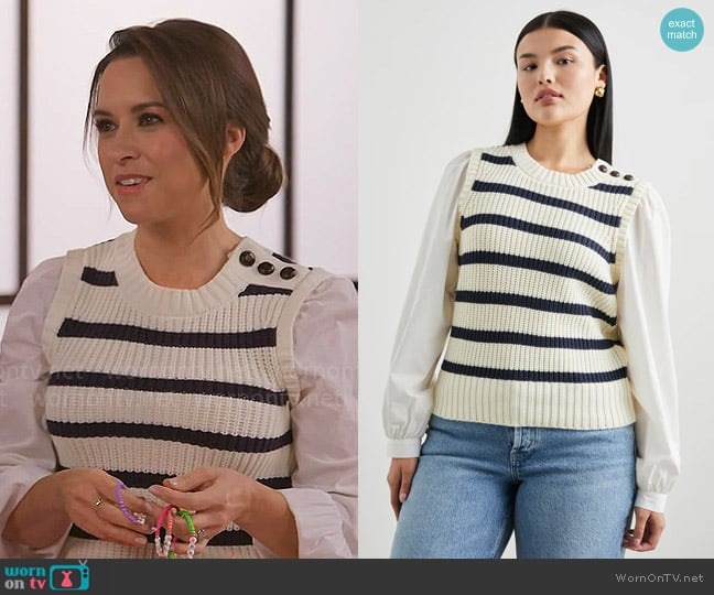 Rails Bambi Mix Media Stripe Sweater worn by Lacey Chabert on Celebrations with Lacey Chabert