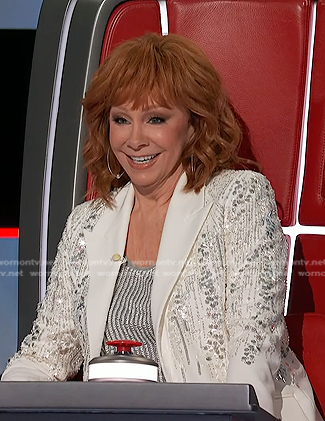 Reba’s white embellished blazer on The Voice