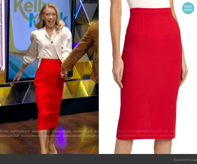 Arreton Wool Pencil Skirt Roland Mouret worn by Kelly Ripa on Live with Kelly and Mark
