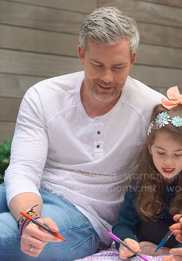 Ryan’s white henley tee on Owning Manhattan