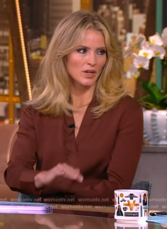 Sara’s brown silk blouse and pants on The View