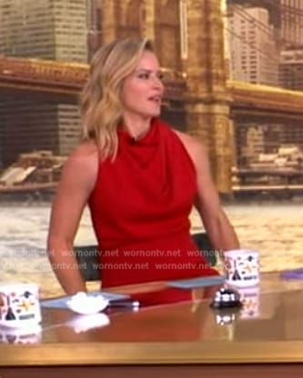 Sara’s red cowl neck dress on The View