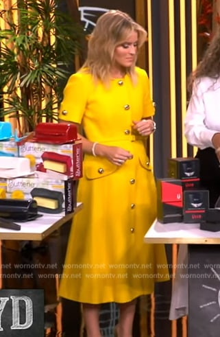 Sara’s yellow button front tweed dress on The View