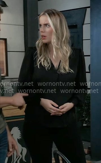 Sasha’s black v-neck top on General Hospital