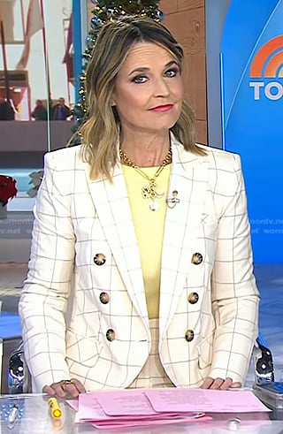 Savannah’s ivory check blazer and pant suit on Today