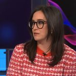 Savannah’s red short sleeve knit sweater on NBC News Daily