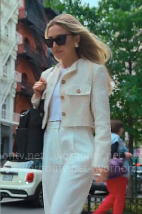 Savannah’s cream tweed crop jacket on Owning Manhattan