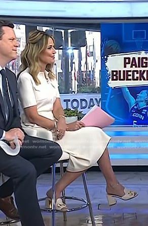 Savannah’s white horsebit sandals on Today