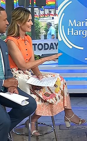 Savannah’s white ankle strap sandals on Today