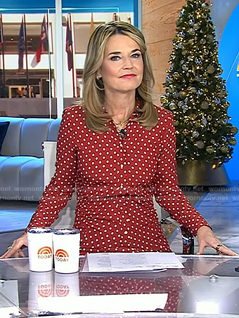 Savannah’s red polka dot shirtdress on Today