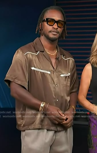 Scott’s brown western satin shirt on Access Hollywood