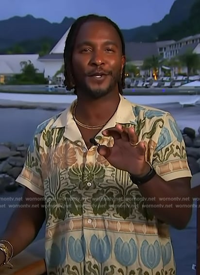 Scott’s floral print short sleeve shirt on Access Hollywood