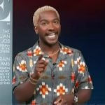 Scott’s gray floral print shirt on Access Hollywood Scott’s gray floral print shirt on Access Hollywood