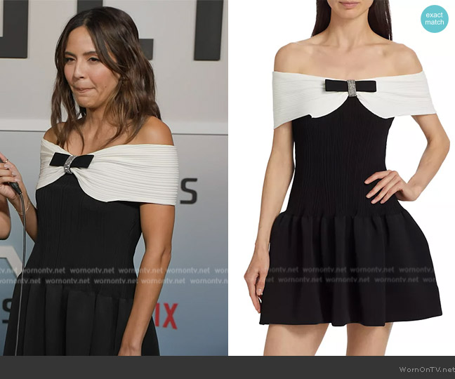 Self Portrait Knit Bow Mini Dress worn by Erin Lim on E! News