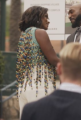 Viv’s multicolored sequin fringe top on Bel-Air