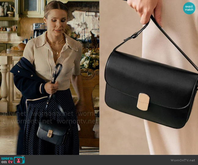 Sezane Milo Classic Bag in Smooth Black worn by Joanne (Kristen Bell) on Nobody Wants This