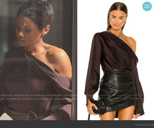 Simkhai Alice One Shoulder Top worn by Jax Stewart (Emayatzy Corinealdi) on Reasonable Doubt