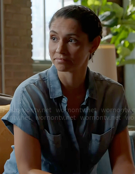 Stella’s chambray tie-front shirt on Chicago Fire