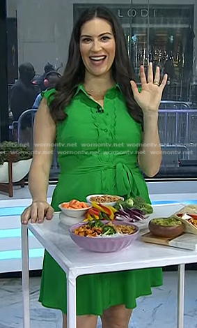 Stephanie Mansour’s green scalloped trim dress on Today