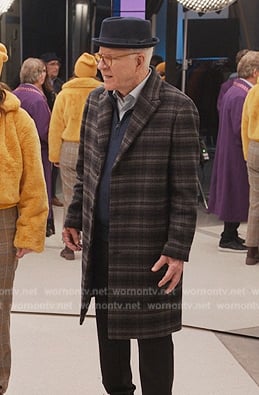 Charles’s plaid coat on Only Murders in the Building