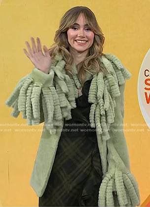Suki Waterhouse’s green plaid dress and jacket on Today