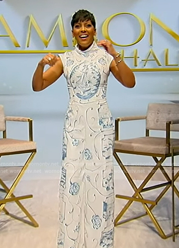 Tamron’s printed sleeveless jumpsuit on Tamron Hall Show