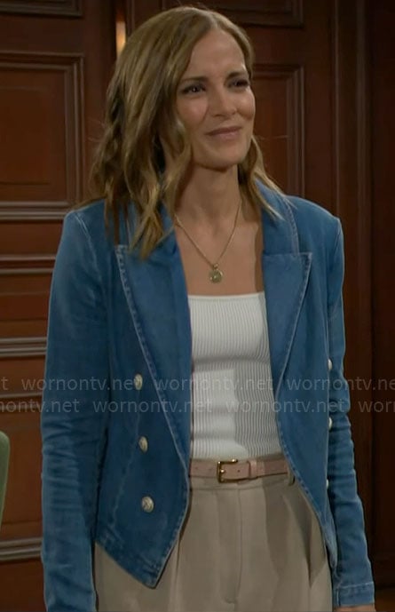 Taylor’s denim blazer on The Bold and the Beautiful