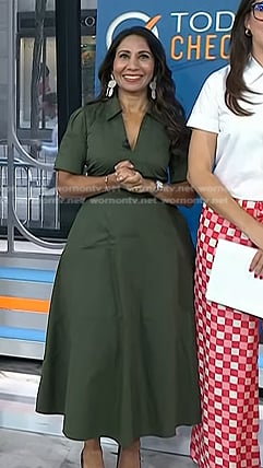 Dr. Taz Bhatia’s green collared midi dress on Today