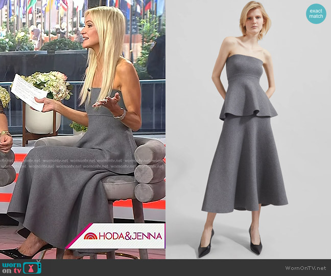 The Frankie Shop Agathe Strapless Knitted Bustier Top in Dark Grey worn by Zanna Roberts Rassi on Today