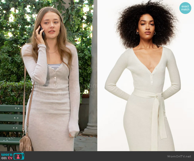 The Group by Babaton Henley sweater dress worn by Faith Newman (Reylynn Caster) on The Young and the Restless