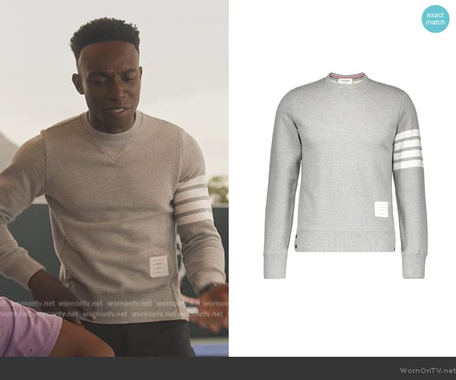 Thom Browne 4-Bar sweatshirt worn by Carlton Banks (Olly Sholotan) on Bel-Air