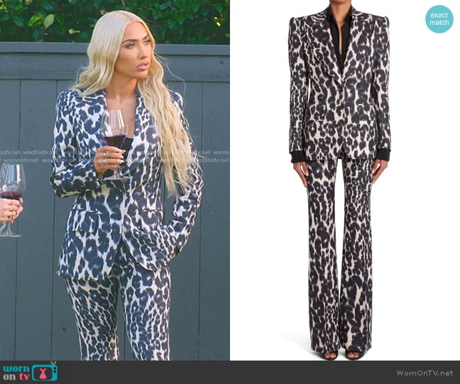 Tom Ford Leopard Print Sculpted Blazer Jacket worn by Bre Tiesi on Selling Sunset