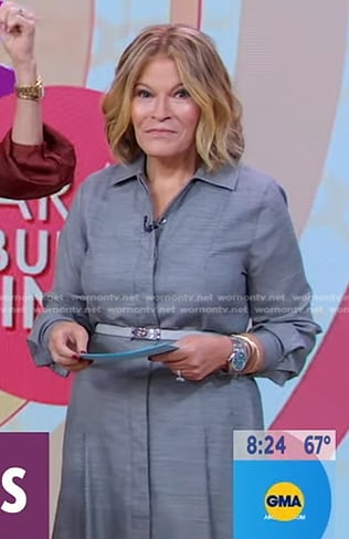 Tory’s grey midi shirtdress on Good Morning America