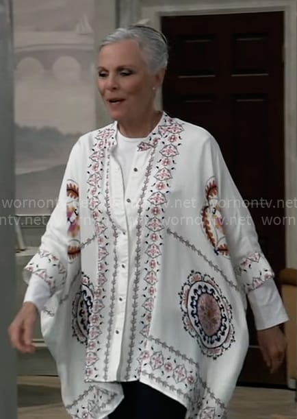 Tracy’s white printed oversized blouse on General Hospital