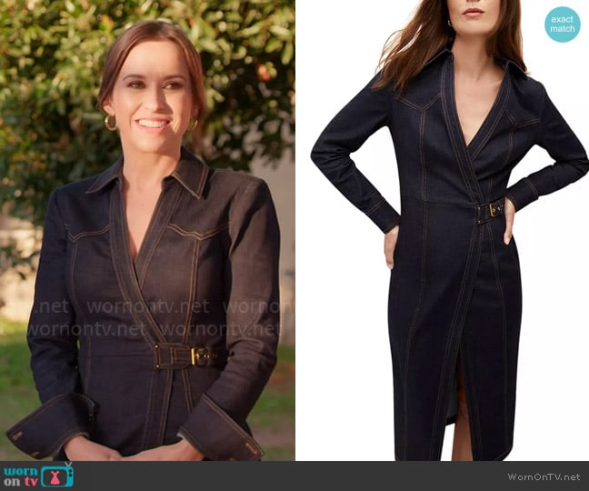 Arlington Denim Wrap Dress worn by Lacey Chabert on Celebrations with Lacey Chabert