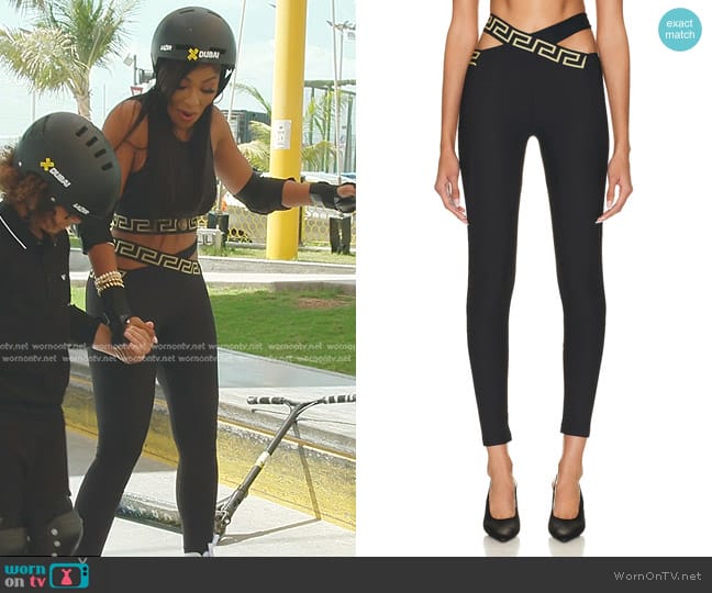 Versace Criss Cross Band Legging in Nero worn by Caroline Brooks (Caroline Brooks) on The Real Housewives of Dubai