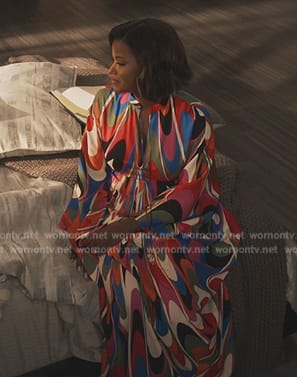 Viv’s abstract print caftan on Bel-Air