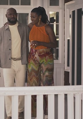 Viv’s printed pants and orange top on Bel-Air