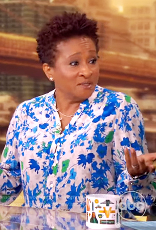 Wanda Sykes’s blue floral print blouse on The View