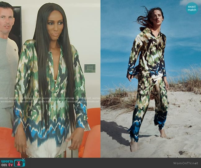Zara Abstract Printed Shirt worn by Chanel Ayan (Chanel Ayan) on The Real Housewives of Dubai
